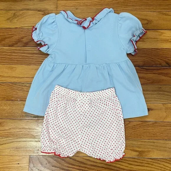Girls 12 Month Three Apple Back to School Bloomerset - Picture 2 of 6